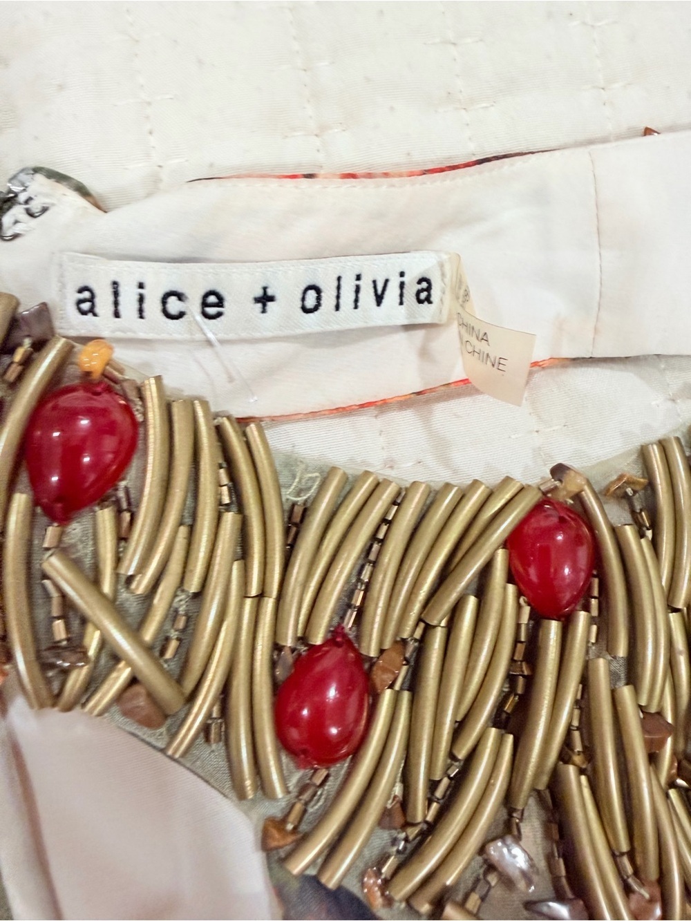 Alice + Olivia Halter Maxi Dress in Coral, Olive & Black Floral - Picture 6 of 8